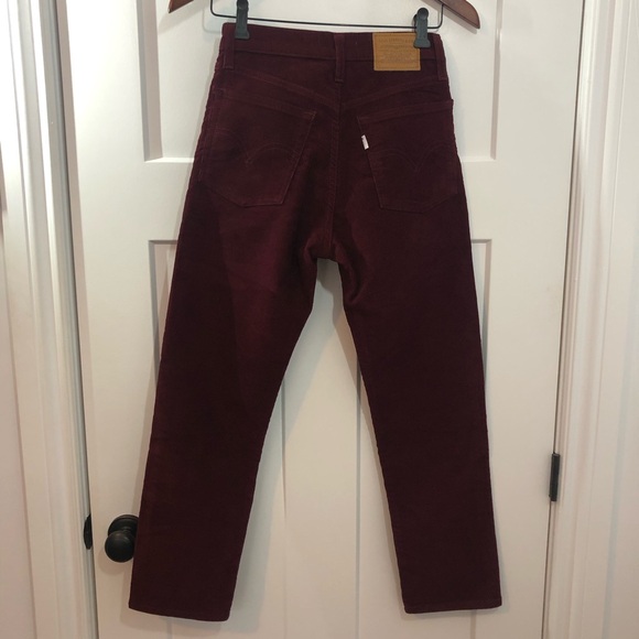 Levi's Corduroy Pants Womens Size 24 Wedgie Straight Burgundy Red Button Fly - Picture 5 of 14